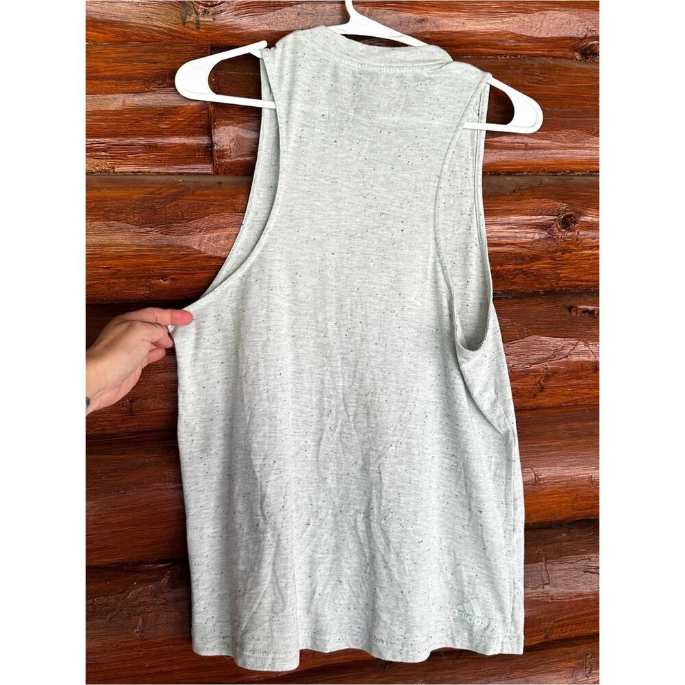 adidas Heathered Light Gray/green Speckle Muscle Tank